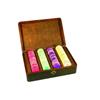 Image 1 : Oak Box of Colored Ivory Poker Chips