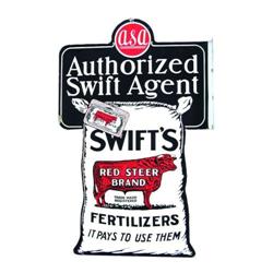 Swifts Fertilizers Die Cut Porcelain Sign