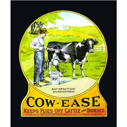 Rare Cow-Ease Die Cut Tin Sign