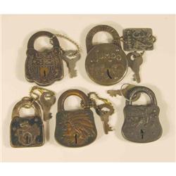 Lot of Five Embossed Case Padlocks