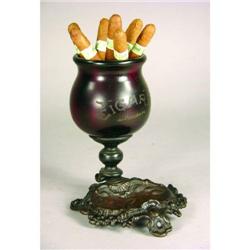 Early Victorian Cast Iron Wood Cigar Holder