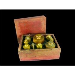 Set of 10 Large Gold Scale Weights