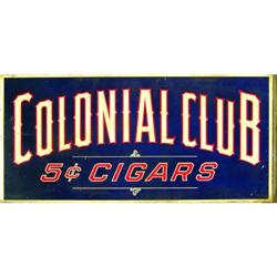 Colonial Club 5 Cent Cigar Tin Flange Sign