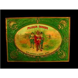 Pilgrim Fathers Cigar Embossed Tin Sign