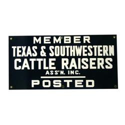 Texas and SW Cattle Raisers Porcelain Sign