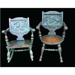 American Oak Grandma and Grandpa Chairs