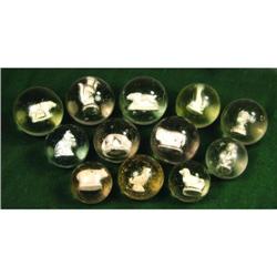 Lot of 12 Clear Animal Marbles