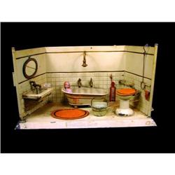 Very Early Tin Toy Bathroom Display