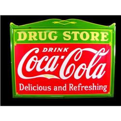 Coca Cola Drug Store Embossed Sign