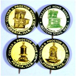 Four Celluloid Advertising Pinbacks
