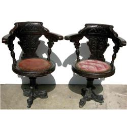 Two Saloon Chairs Cast Iron Bases