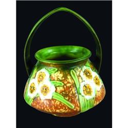 Roseville Rare Jonquil Handled Basket