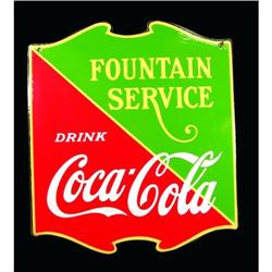 Coca Cola Fountain Service Porcelain Sign