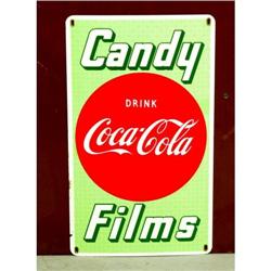 Coca Cola Porcelain Candy Films Sign