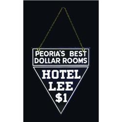 Hotel Lee Die Cut Porcelain Sign