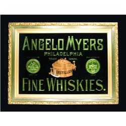 Angelo Myers Fine Whiskies Glass Sign
