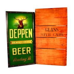 Deppen Beer Reverse Glass Corner Sign