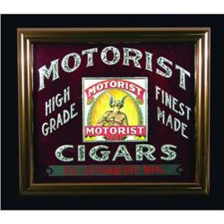 Motorist Cigars Reverse Glass Sign