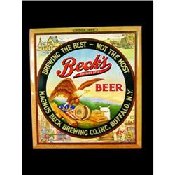 Becks Beer Tin Sign on Cardboard