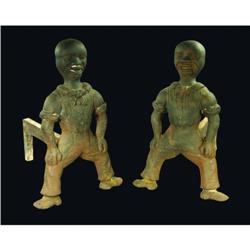 Rare Black Americana Cast Iron Andirons