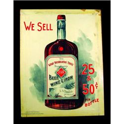 Burnhams Beef Wine, Iron Cardboard Sign