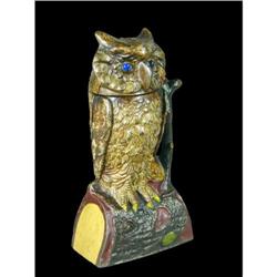 Cast Iron Mechanical Bank Owl