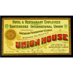 Bartenders Union Tin Over Cardboard Sign