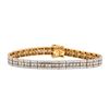 Image 1 : 8.22 ctw Princess Cut Diamond And Round Brilliant Cut Diamond Bracelet - 14KT Ro