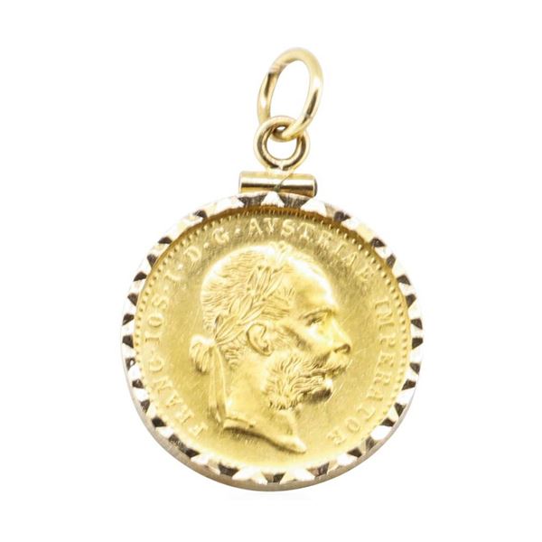 Austrain Ducat Pendant with Frame - 14 - 23KT Yellow Gold