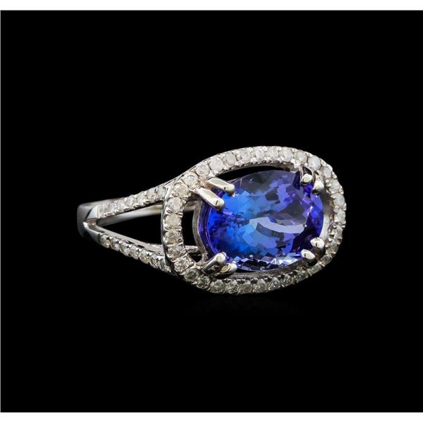 14KT White Gold 4.14 ctw Tanzanite and Diamond Ring