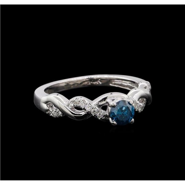 0.49 ctw Blue Diamond Ring - 14KT White Gold