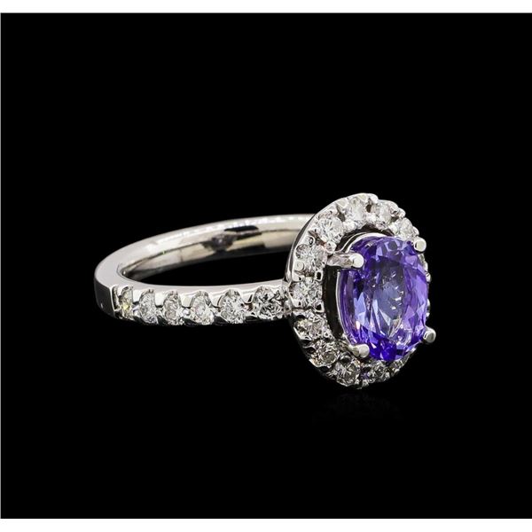 1.56 ctw Tanzanite and Diamond Ring - 14KT White Gold