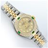 Image 3 : Rolex Ladies 2 Tone 18K Quickset Champagne Diamond & Emerald Datejust Wristwatch
