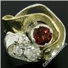 Image 2 : 18kt Yellow Gold and Sterling Silver 2.73 ctw Garnet and Diamond Cocktail Ring