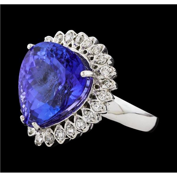 GIA Cert 13.48 ctw Tanzanite and Diamond Ring - 14KT White Gold