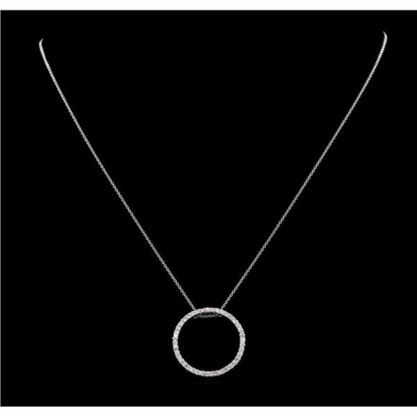 0.50 ctw Diamond Circle Pendant with Chain - 18KT White Gold