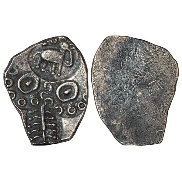 Ancient India: Archaic silver punch-marked coin, Godavari Valley region, 'Ashmaka Janapada', 1.47g