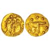 Image 1 : Medieval India:Cholas, gold haga, attributed to Uttama Chola (970-985AD),unpublished in MCSI, 0.08g.