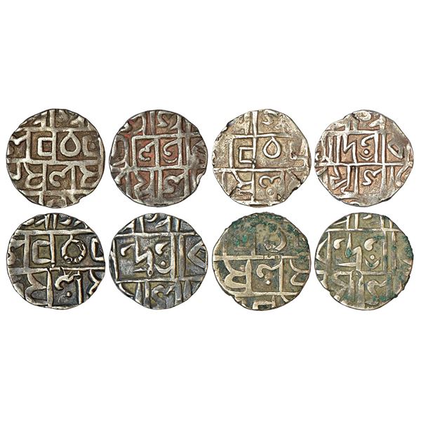 Independent Kingdoms: Cooch Behar, silver ½ tanka (4), (4 different rulers)