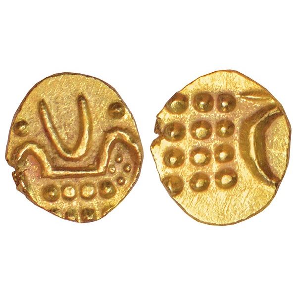 Independent Kingdoms: Mysore, Haidar Ali (1761-1782 AD), Malabar coast issue, gold fanam, 0.39g.