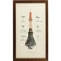 Project Mercury Spacecraft Signed Color Poster