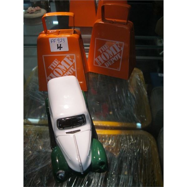 2 HOME DEPOT BELLS & A DIE CAST CO-OP DELIVERY VAN