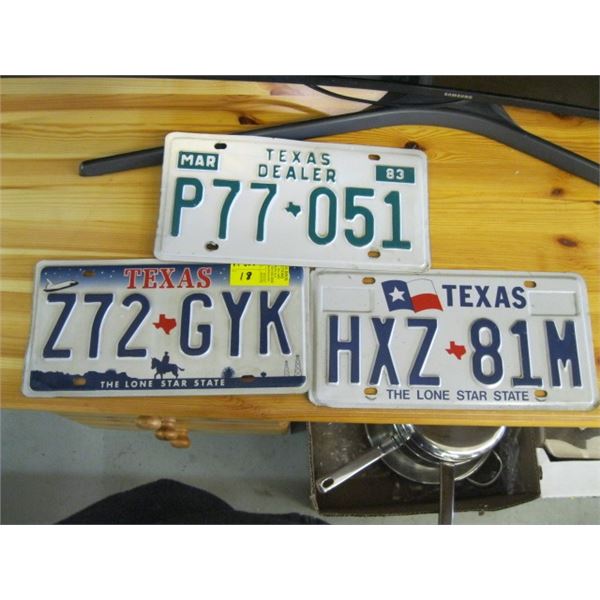 3 TEXAS LICENCE PLATES