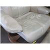 Image 2 : TAN LEATHER SWIVEL CHAIR WITH MATCHING OTTOMAN