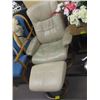 Image 1 : LEATHER TAN SWIVEL CHAIR WITH MATCHING OTTOMAN
