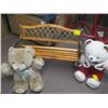 Image 1 : KIDS METAL AND WOOD GARDEN BENCH WITH TWO STUFFED BEARS