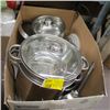 Image 1 : BOX OF ASSORTED COOKING POTS AND STRAINERS