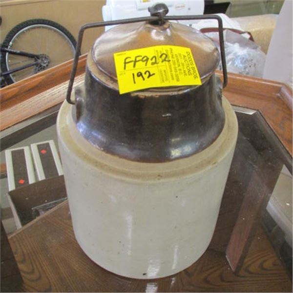 CROCK WITH HANDLE & LID