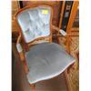 Image 1 : BLUE CUSHIONED WOOD FRAMED ARMCHAIR
