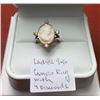 Image 1 : LADIES 9KT CAMEO RING WITH 4 DIAMONDS, SZ 4.5